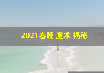 2021春晚 魔术 揭秘